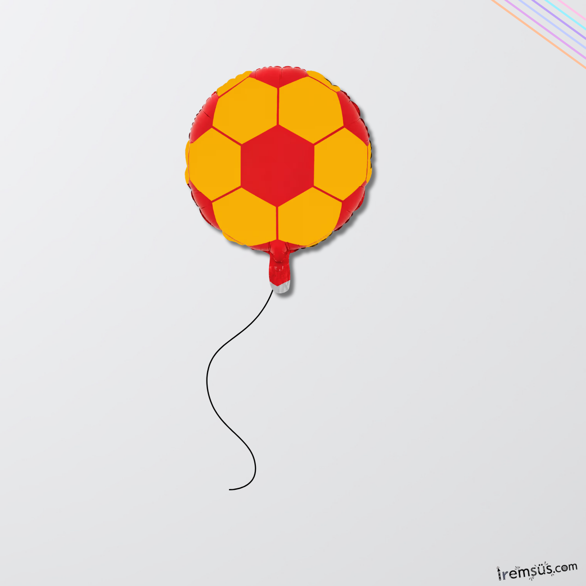 Sarı Kırmızı Renk Futbol Topu Folyo Helyum Balon 45 Cm