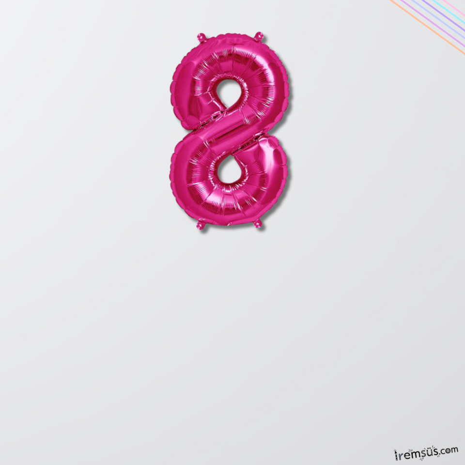 8 Rakam Pembe Renk Folyo Balon 36 Cm