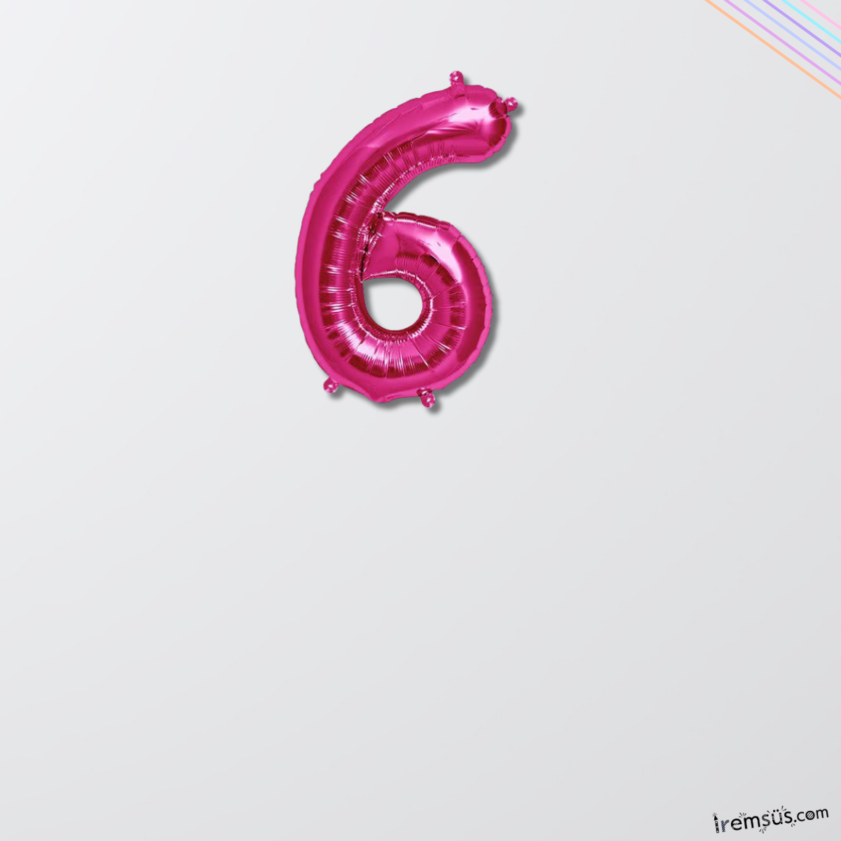 6 Rakam Pembe Renk Folyo Balon 36 Cm