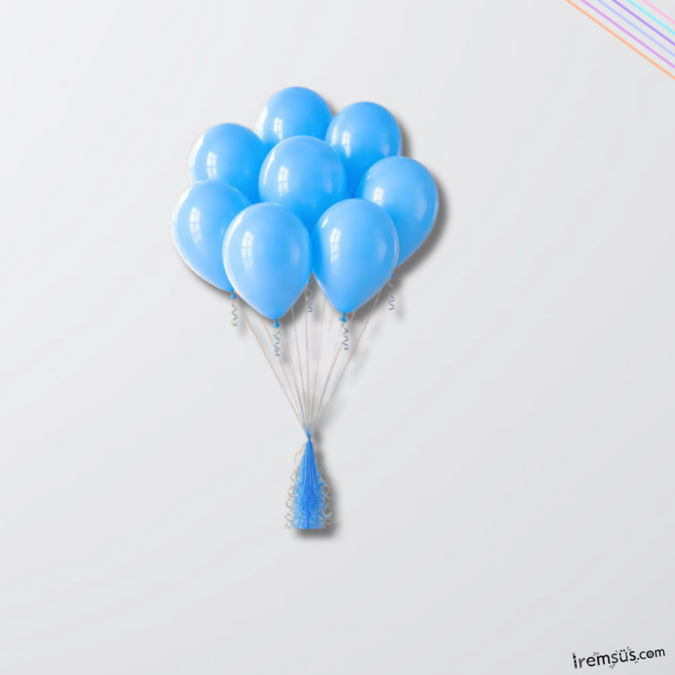 Mavi Renk 10 Adet Balon Pastel Ton 12''