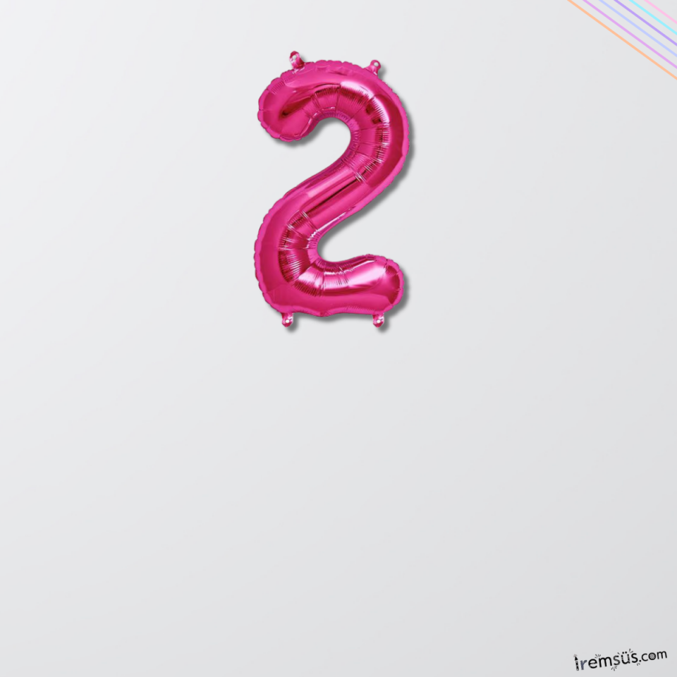 2 Rakam Pembe Renk Folyo Balon 36 Cm
