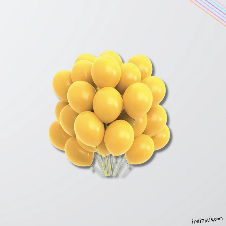 Sarı Renkli Pastel Ton Lateks Balon 10 Adet Sarı Konsept Doğum Günü Süsleme Balonu