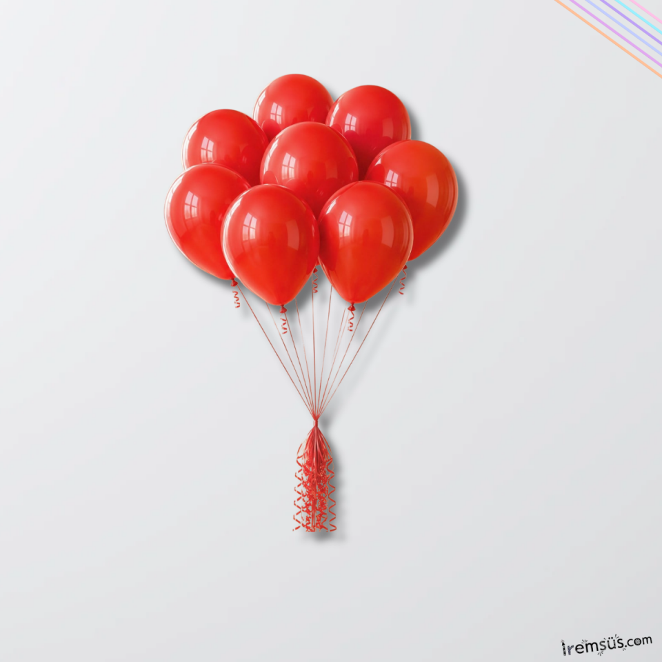 Kırmızı Renkli Pastel Ton Lateks Balon 10 Adet Kırmızı Konsept Doğum Günü Süsleme Balonu