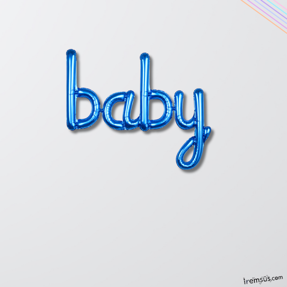 Baby El Yazılı Mavi Renk Folyo Balon 100 cm