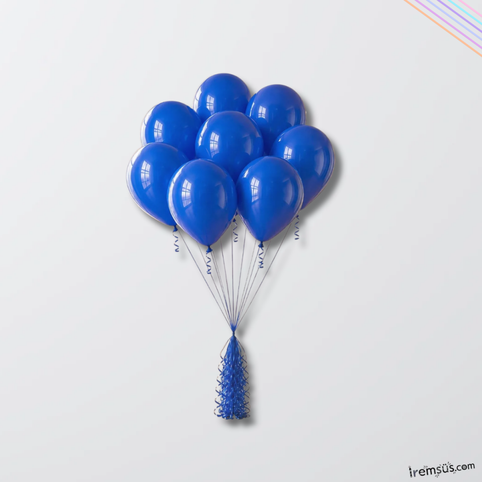 Lacivert Renkli Pastel Ton Lateks Balon 10 Adet Koyu Mavi Konsept Doğum Günü Süsleme Balonu