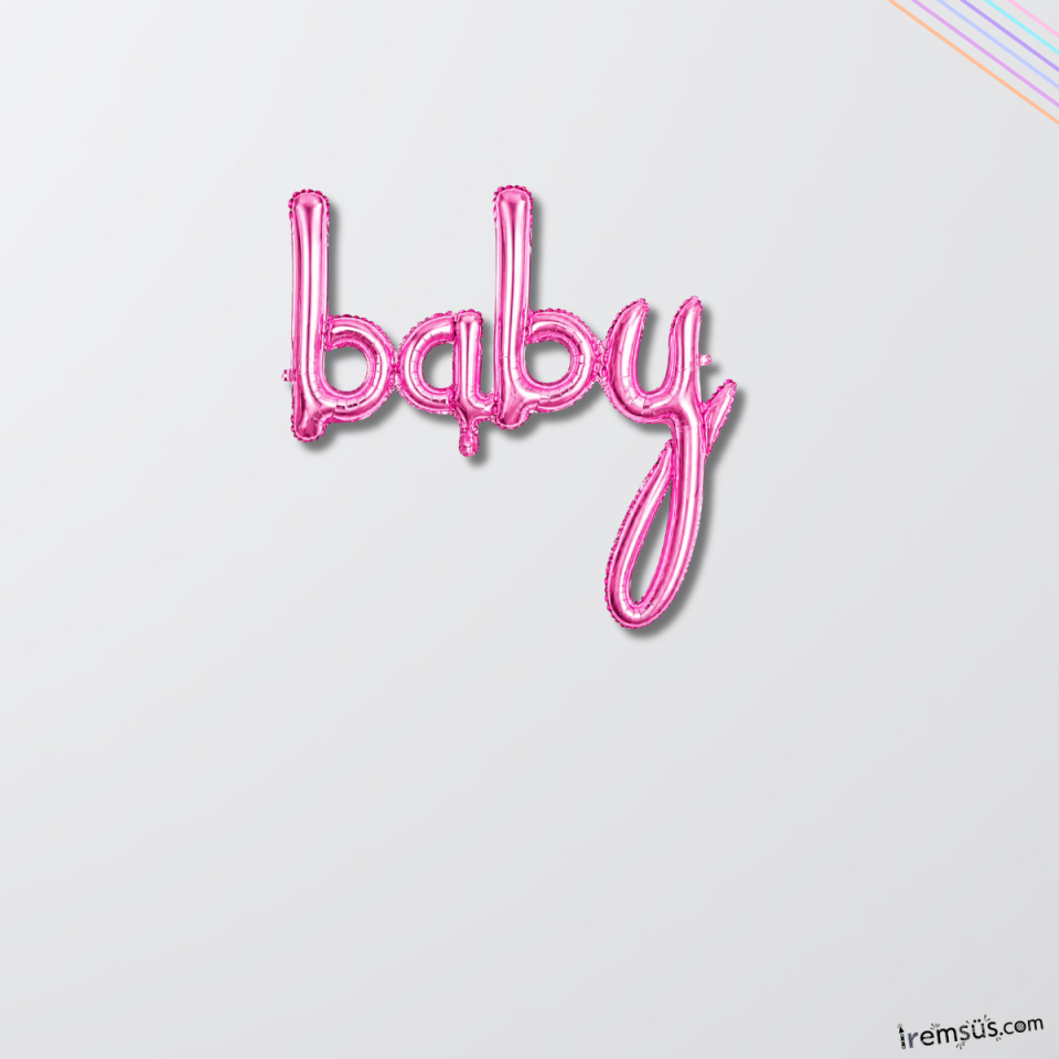 Baby El Yazılı Pembe Renk Folyo Balon 100 cm