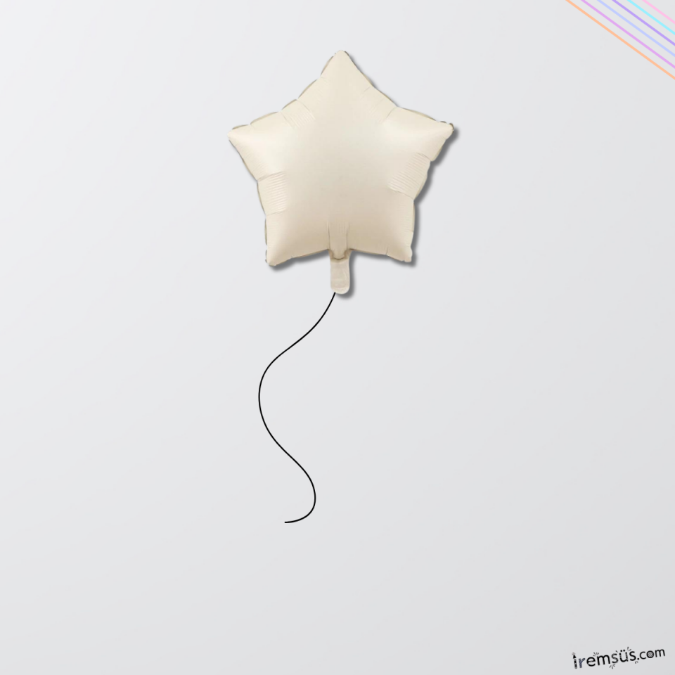Bej Renk Folyo Yıldız Şekilli Helyum Balon 18''