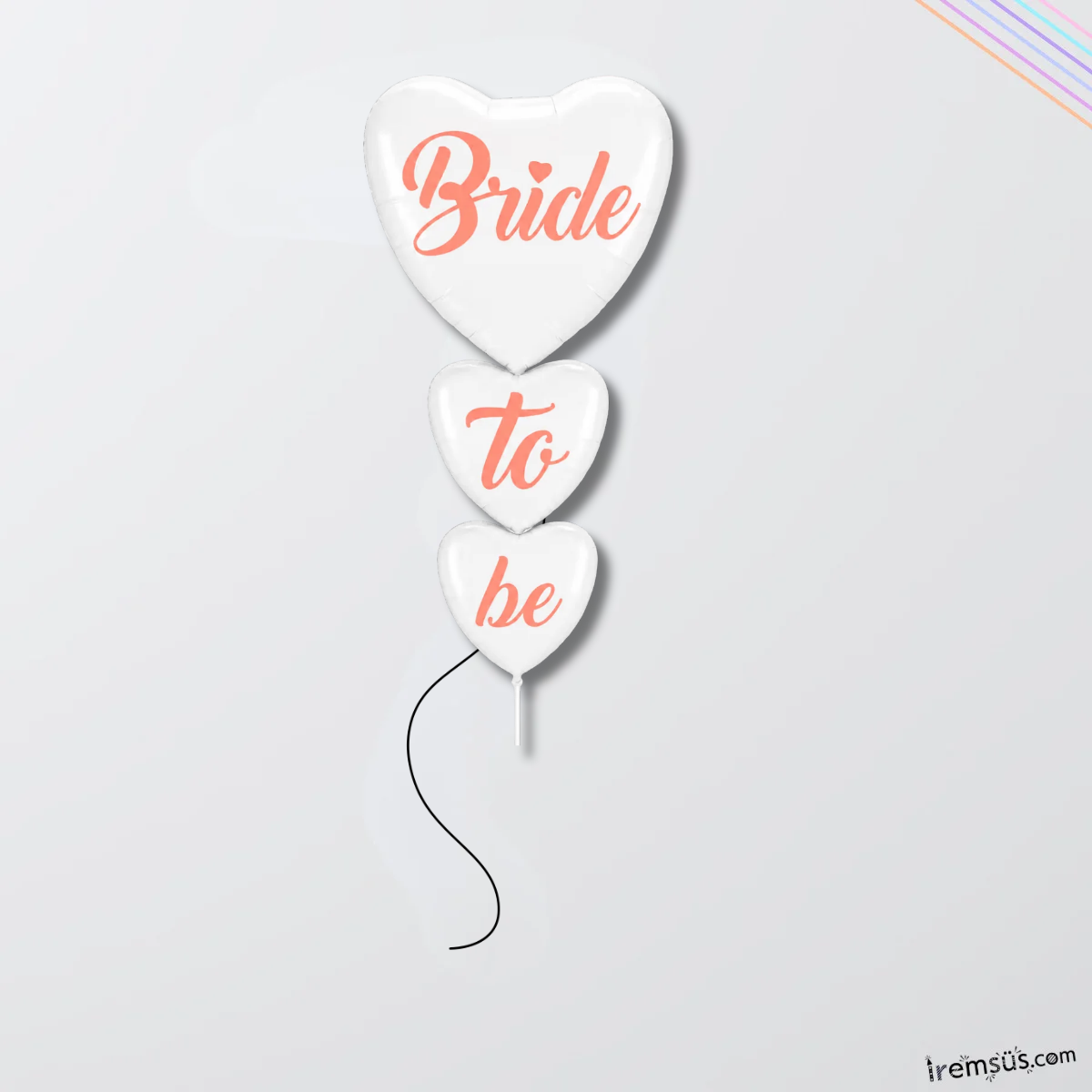 Bride To Be Yazılı 3 lü Birleşik Kalp Balon Beyaz Rose Renk 100 cm Bekarlığa Veda Süsleme Balonu