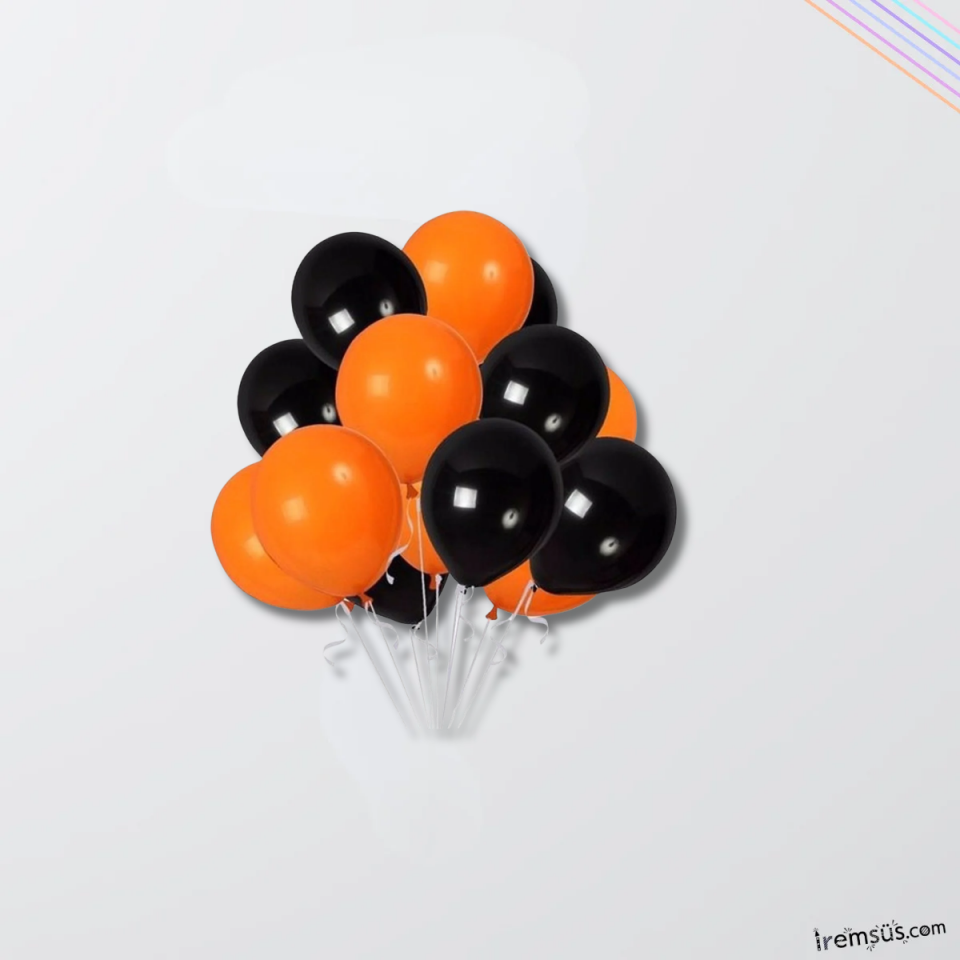 Cadılar Bayramı Happy Halloween Renkleri Turuncu Siyah Karışık Balon 10 Adet Cadılar Bayramı Süsleme