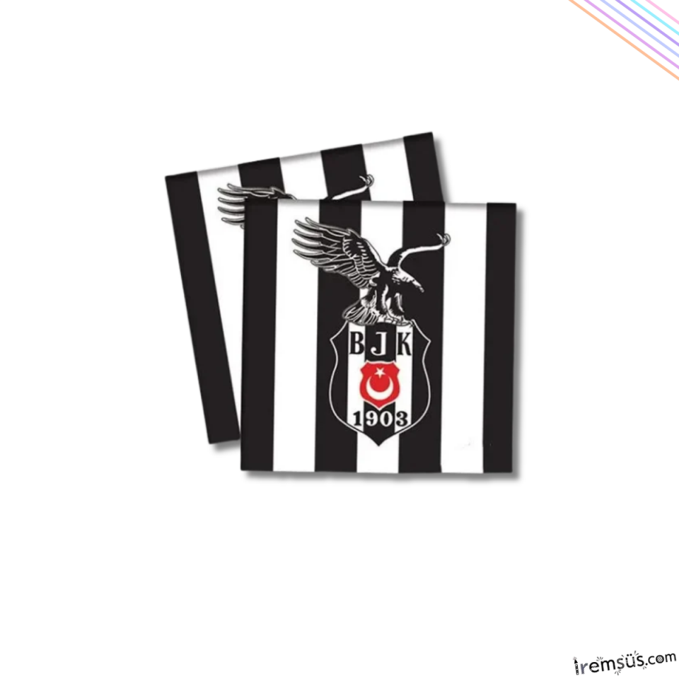 Beşiktaş Takımı Lisanslı Siyah Beyaz Peçete 33X33 (16'lı)