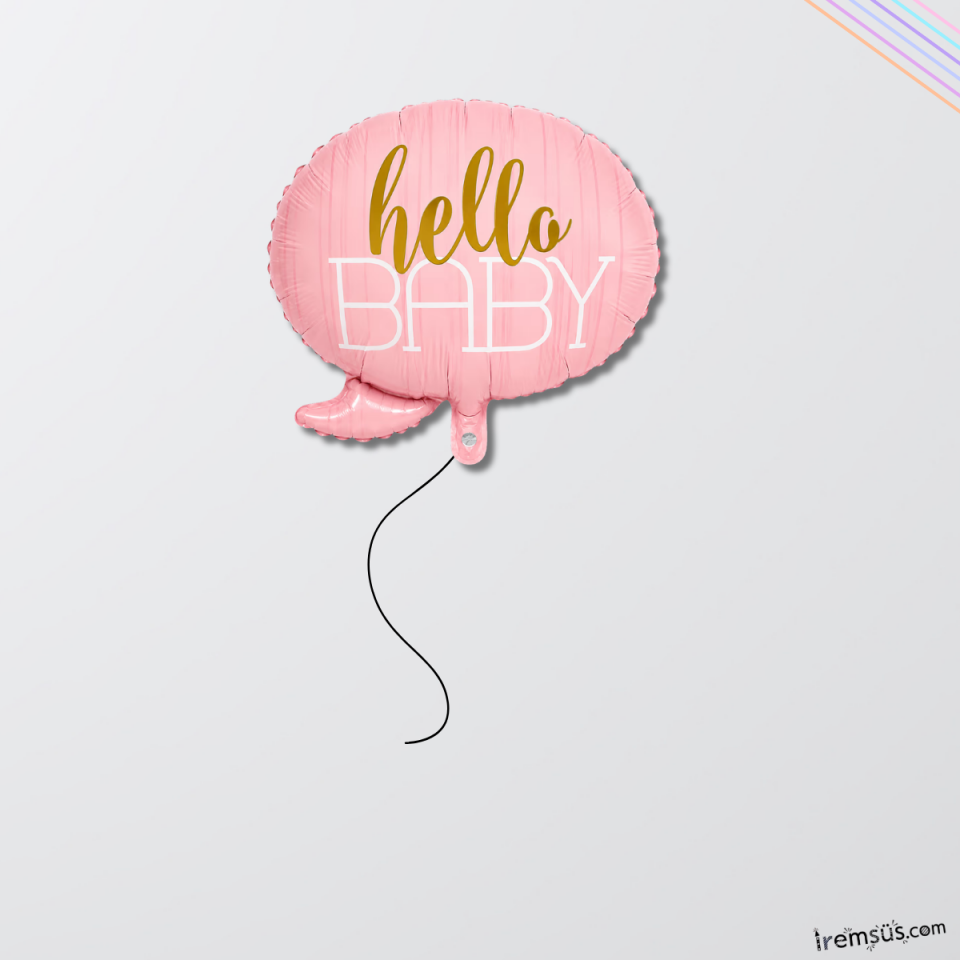 Hello Baby Folyo Helyum Balon Pembe Renk Kız Balonu 24''