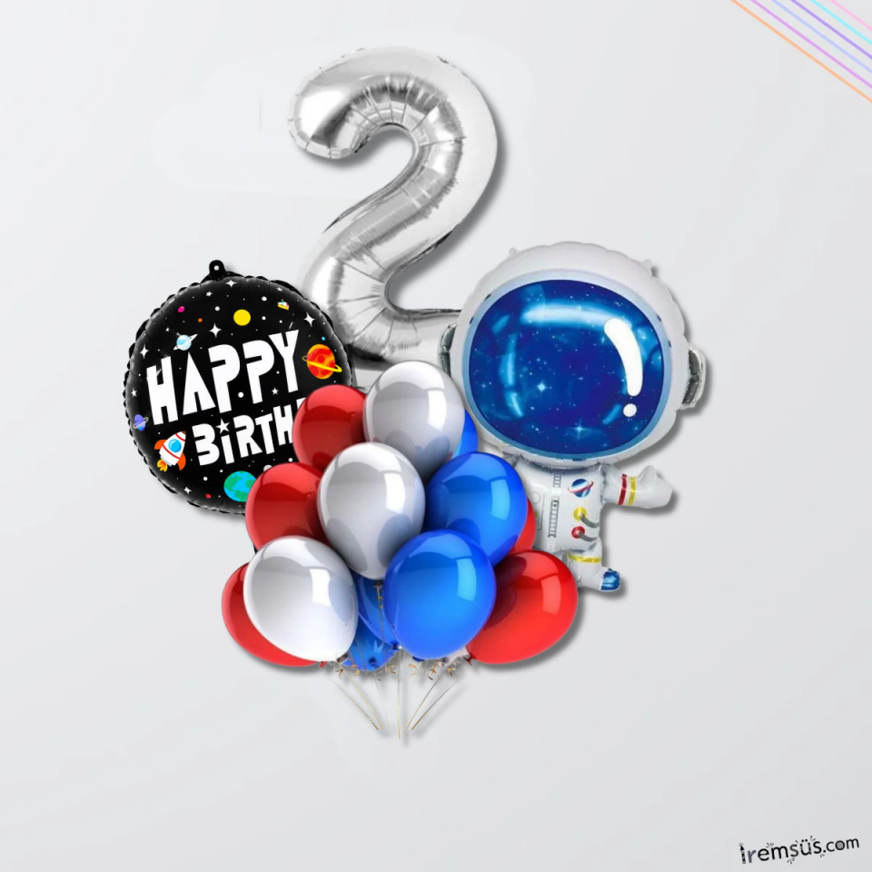 2 Yaş Doğum Günü Uzay Konsept Balon Süsleme Seti