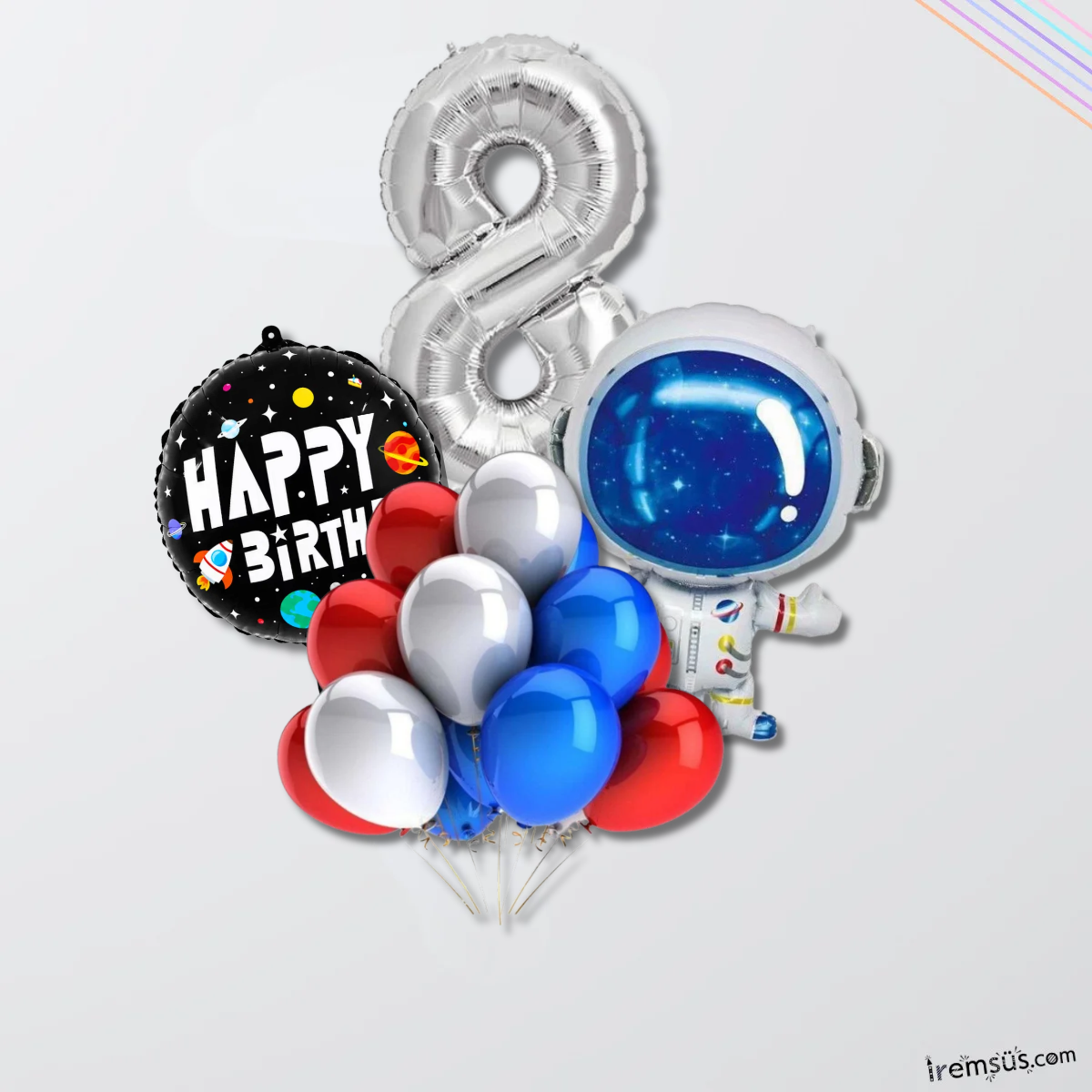 8 Yaş Doğum Günü Uzay Konsept Balon Süsleme Seti