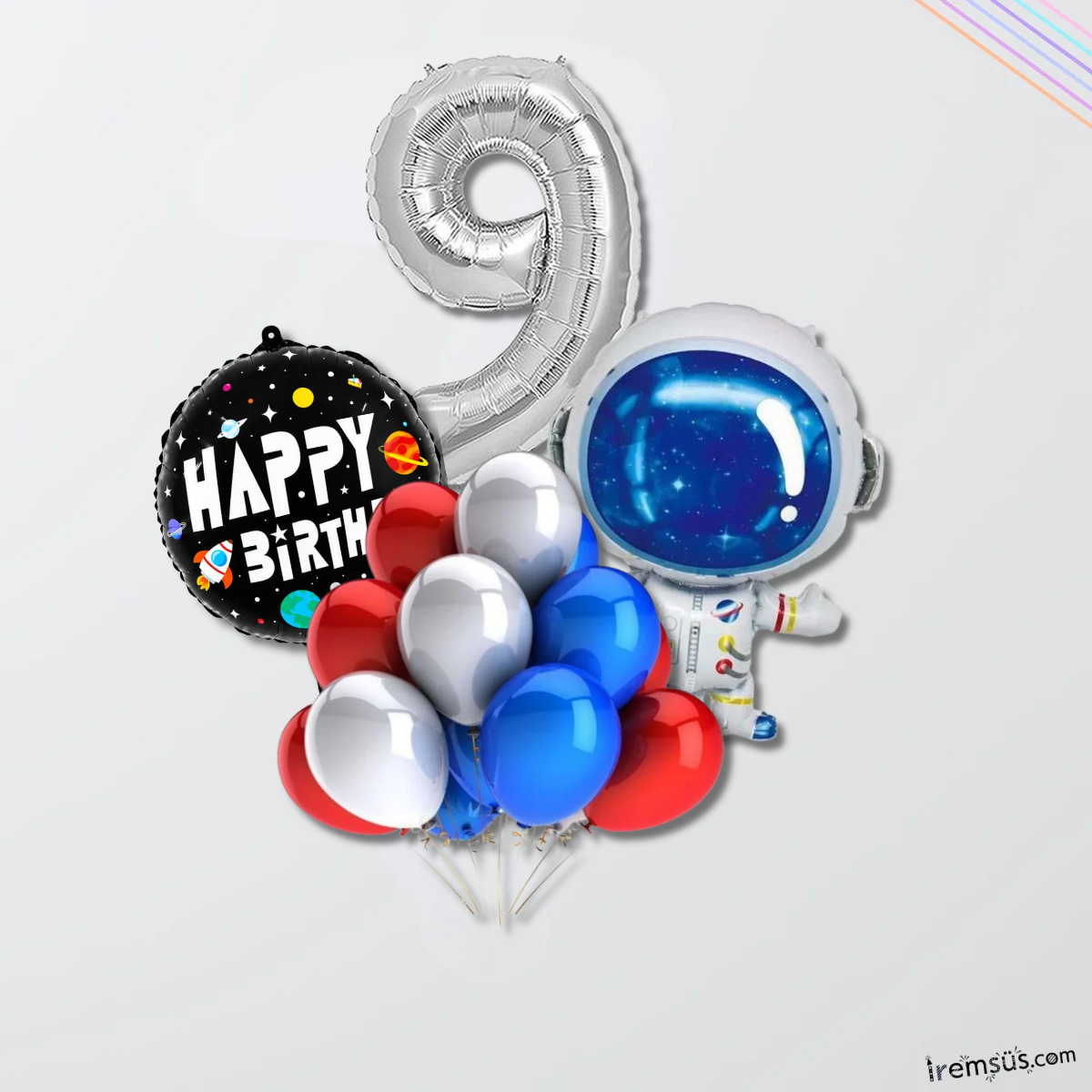 9 Yaş Doğum Günü Uzay Konsept Balon Süsleme Seti