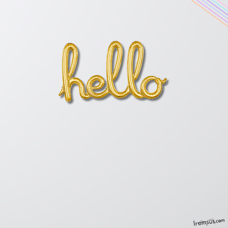 Hello Birleşik Yazılı Gold Renk Folyo Balon 100 cm