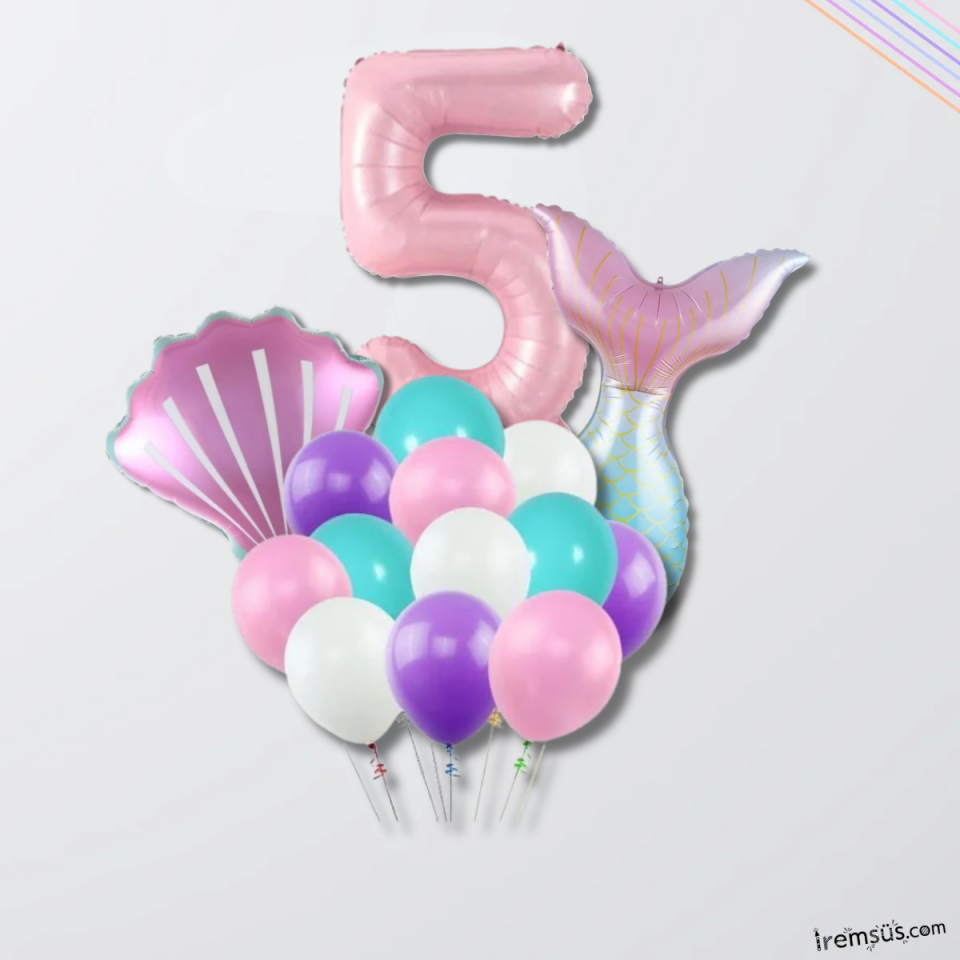 5 Yaş Doğum Günü Partisi Deniz Kızı Balon Süsleme Seti