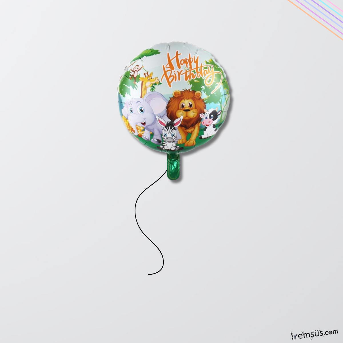 Safari Konsept Doğum Günü Partisi Yuvarlak Folyo Helyum Balon 18'' 45 cm Safari Balon Süsleme