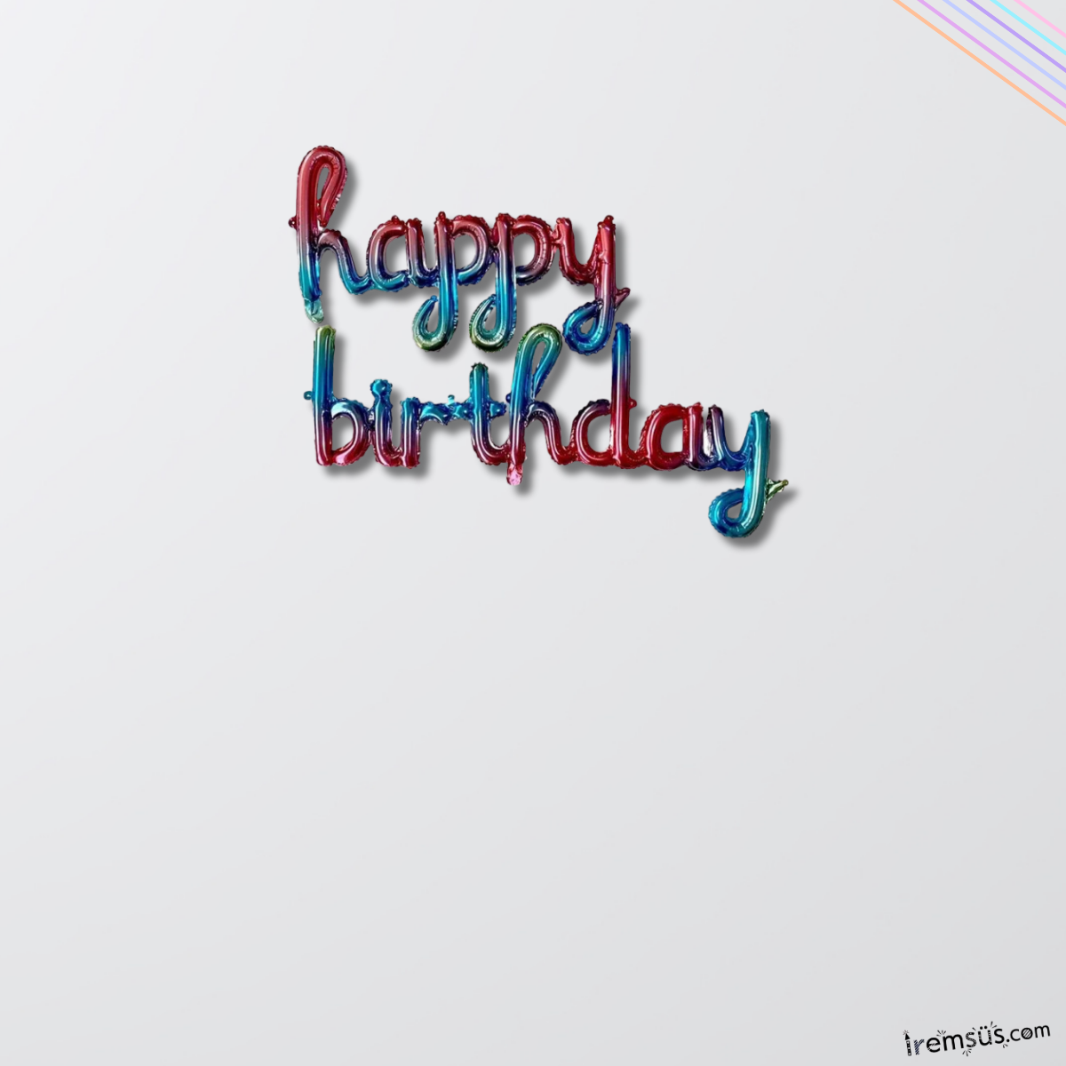 Gökkuşağı Renkli Happy Birthday El Yazılı Folyo Balon