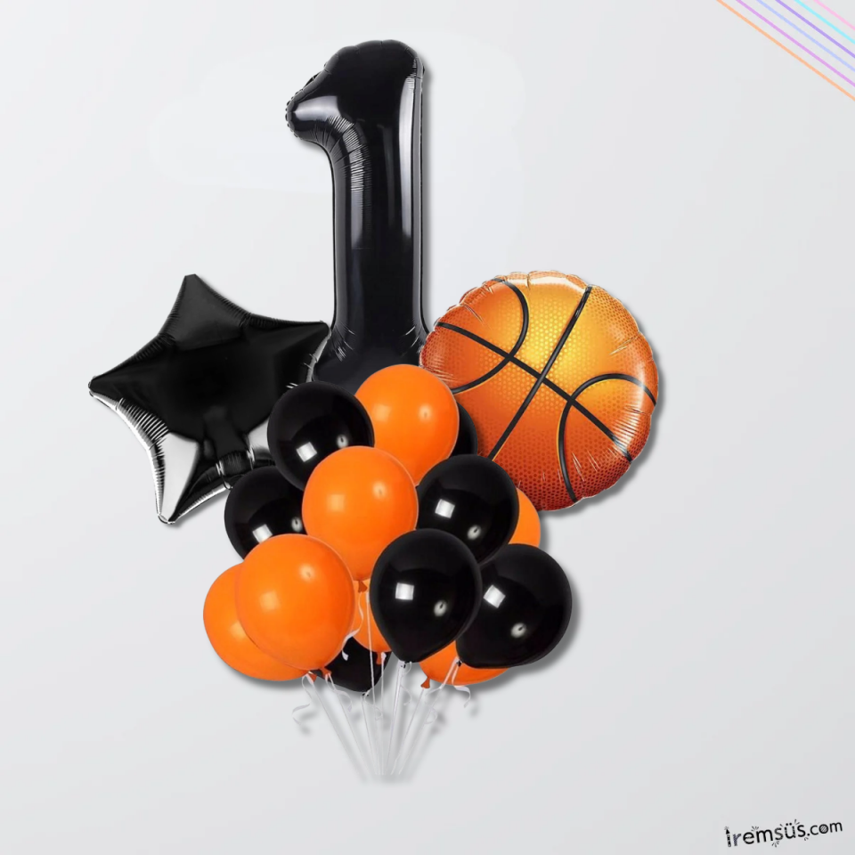 1 Yaş Doğum Günü Partisi Basketbol Tema Balon Süsleme Seti