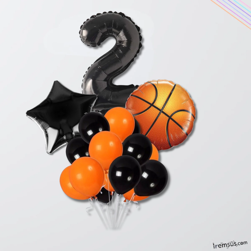 2 Yaş Doğum Günü Partisi Basketbol Tema Balon Süsleme Seti