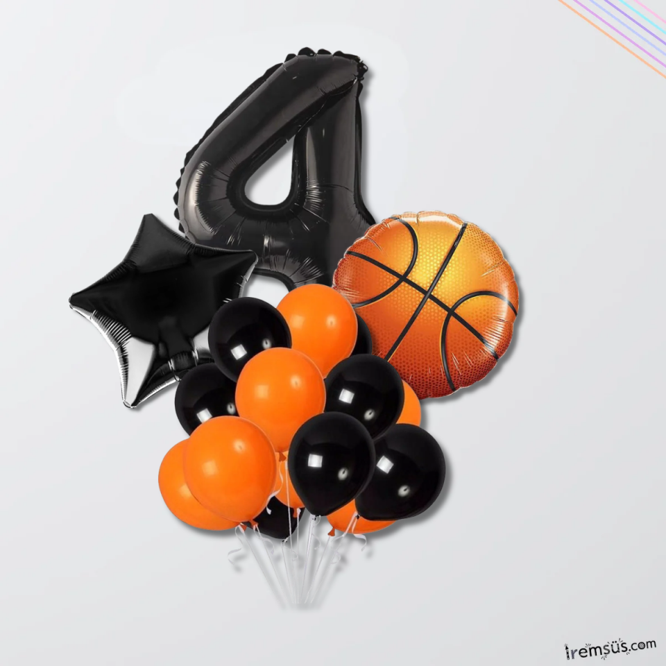 4 Yaş Doğum Günü Partisi Basketbol Tema Balon Süsleme Seti