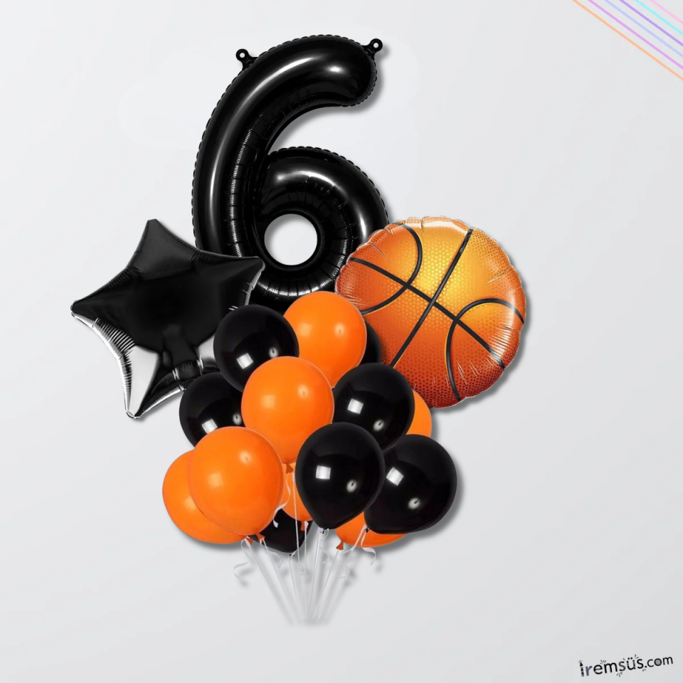 6 Yaş Doğum Günü Partisi Basketbol Tema Balon Süsleme Seti