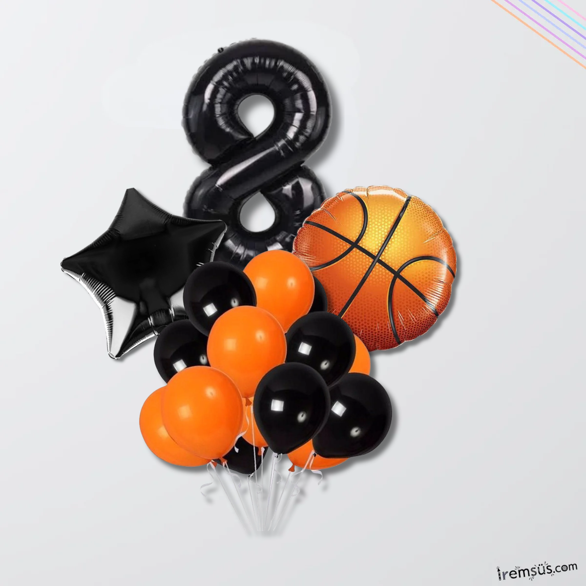 8 Yaş Doğum Günü Partisi Basketbol Tema Balon Süsleme Seti