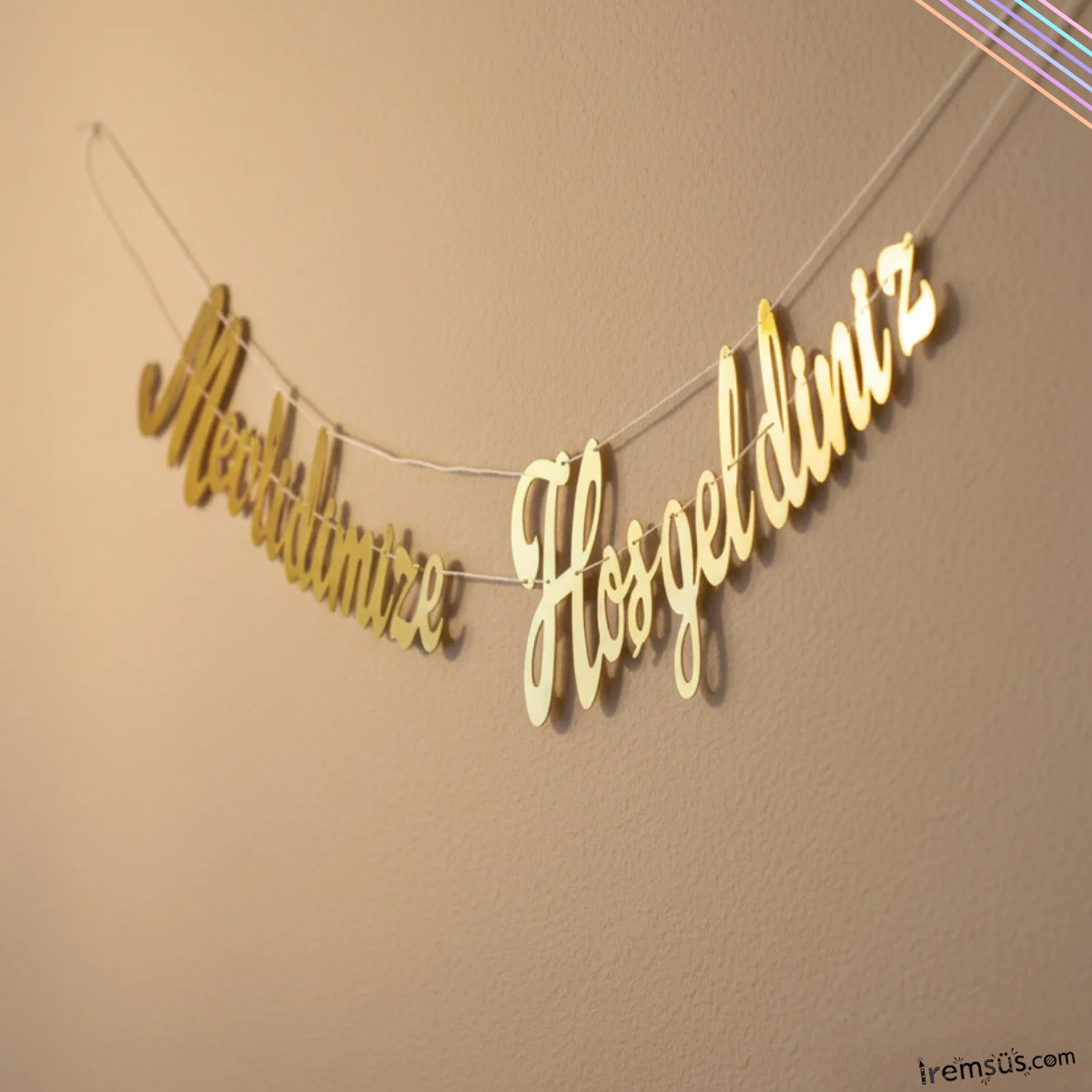 Mevlidimize Hoşgeldiniz Kaligrafi Banner 2mt Gold Renk