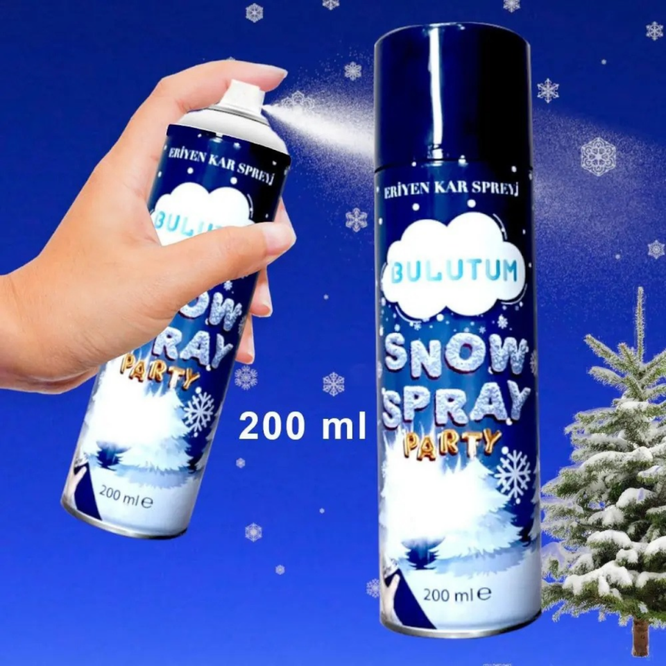 Eriyen Kar Spreyi 200 ml Sünnet Kına Nişan Doğum Günü Partisi Eğlencesi Kar Köpüğü Sprey