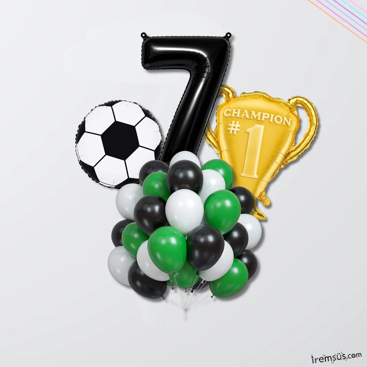 7 Yaş Şampiyon Doğum Günü Partisi Konsepti Folyo Balon Seti