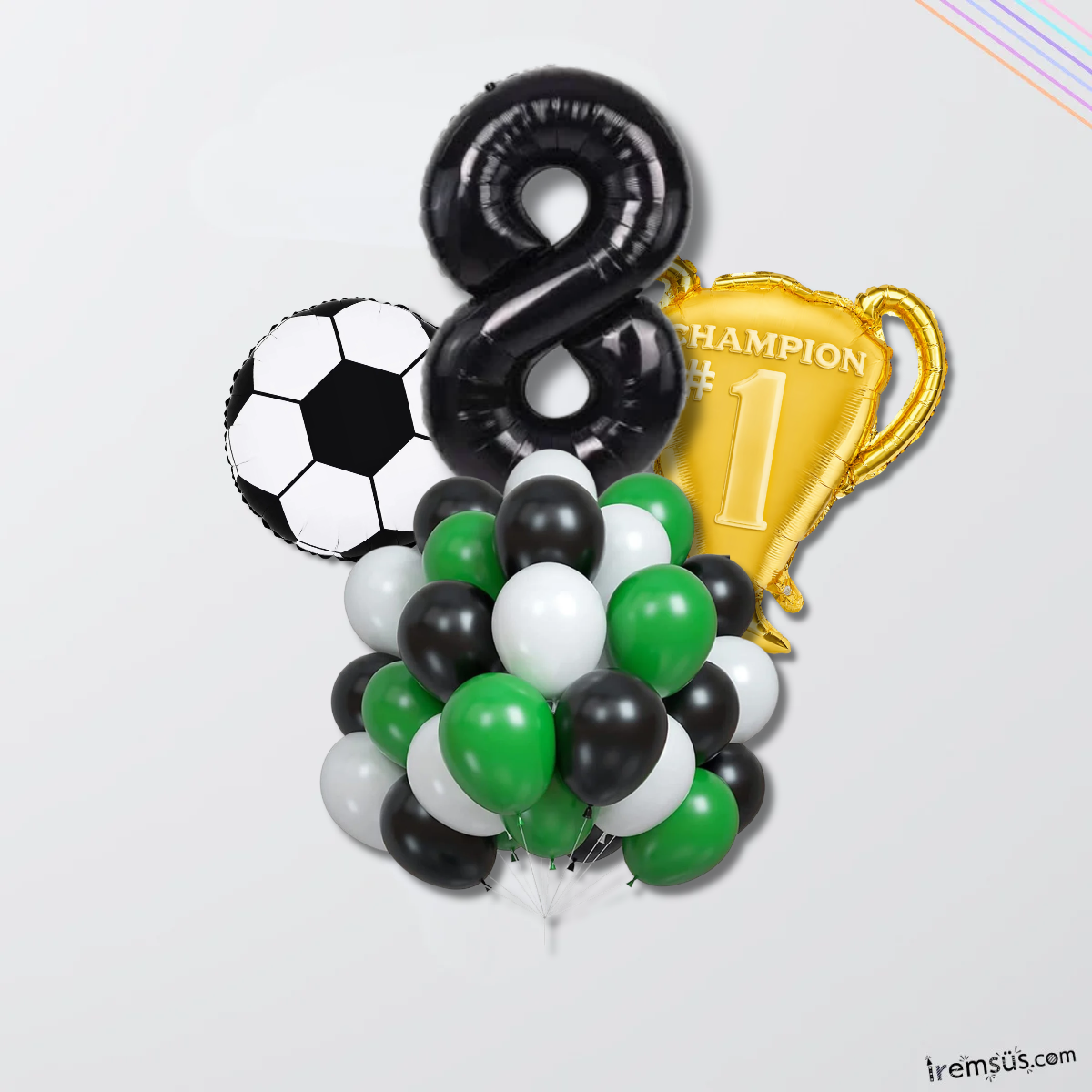 8 Yaş Şampiyon Doğum Günü Partisi Konsepti Folyo Balon Seti