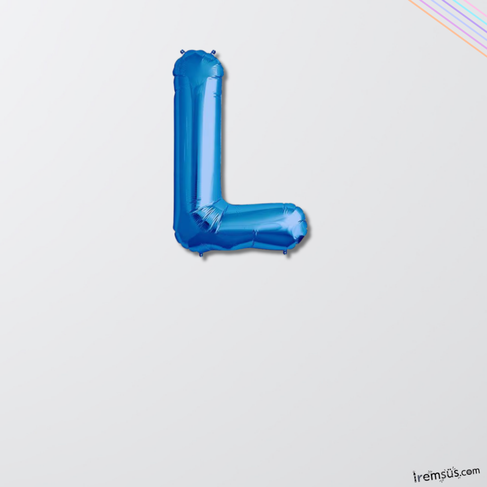 L Harf Mavi Renk Folyo Balon 40 Cm