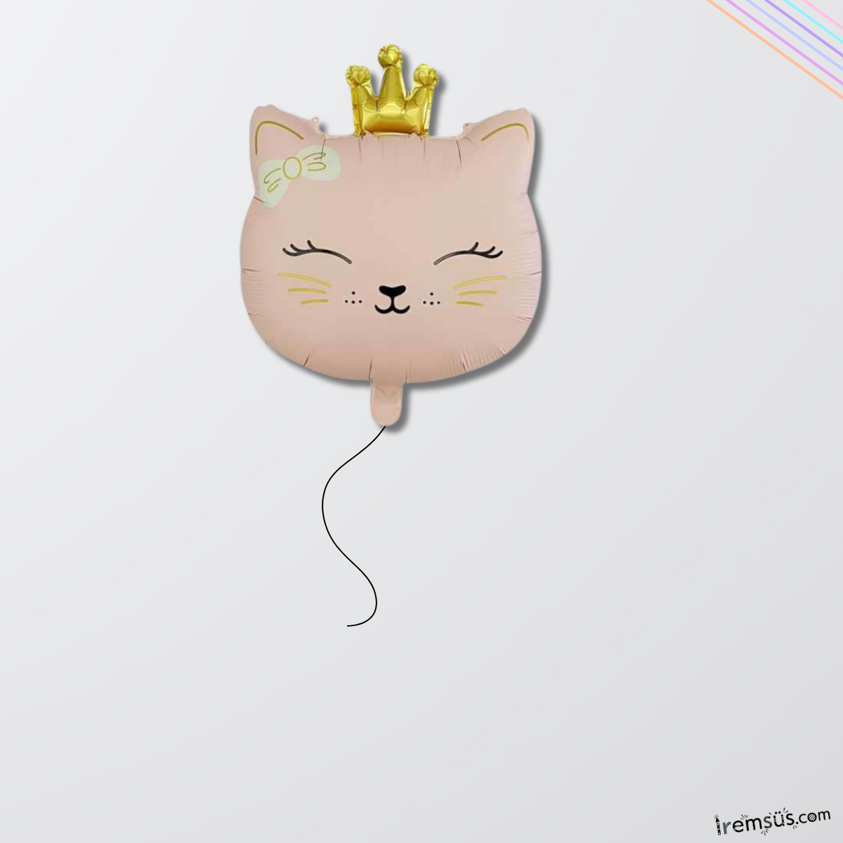 Retro Pembe Renk Miss Cat Figür Folyo Helyum Balon 45 cm
