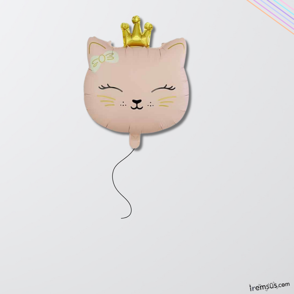 Retro Pembe Renk Miss Cat Figür Folyo Helyum Balon 45 cm