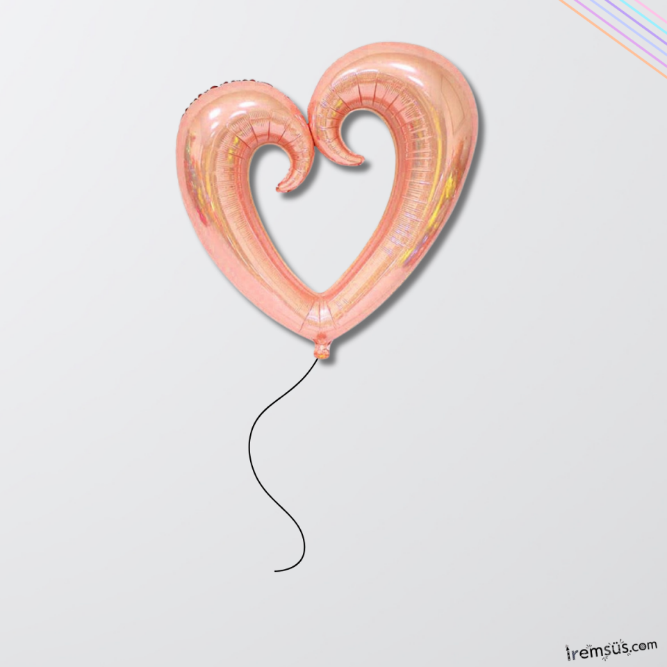 Rose Gold Renkli Çengel İçi Boş Kalp Folyo Helyum Balon 40'' Sevgili Özel Gün Balon Süslemesi
