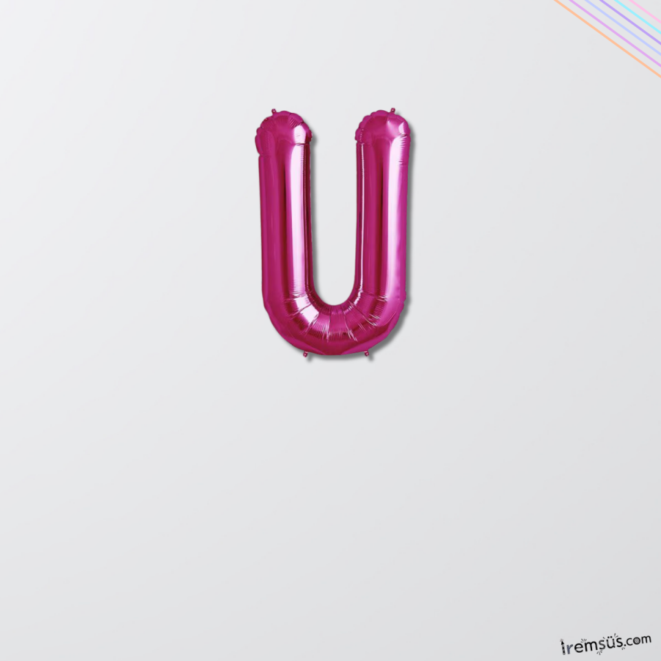 U-Ü Harf Pembe Renk Folyo Balon 40 Cm