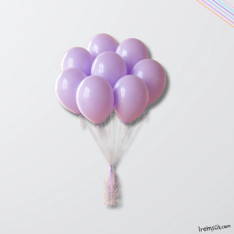 Koyu Lila Renkli Pastel Ton Lateks Balon 10 Adet Açık Mor Konsept Doğum Günü Süsleme Balonu