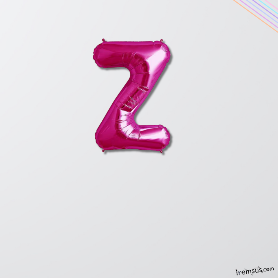 Z Harfi Pembe Renk Folyo Balon 16'' 36 Cm