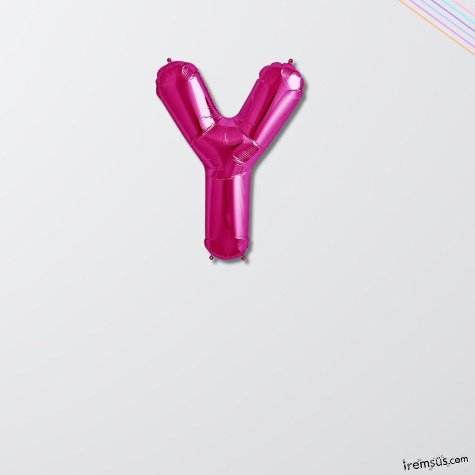 Y Harfi Doğum Günü Pembe Renk Folyo Balon 16'' 36 Cm Y Harf Folyo Balon Pembe Konsept