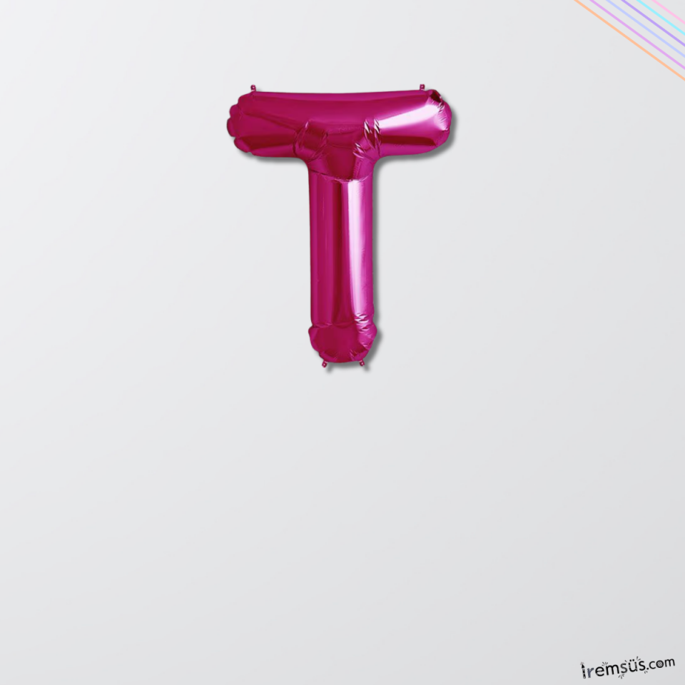 T Harfi Doğum Günü Pembe Renk Folyo Balon 16'' 36 Cm T Harf Folyo Balon Pembe Konsept