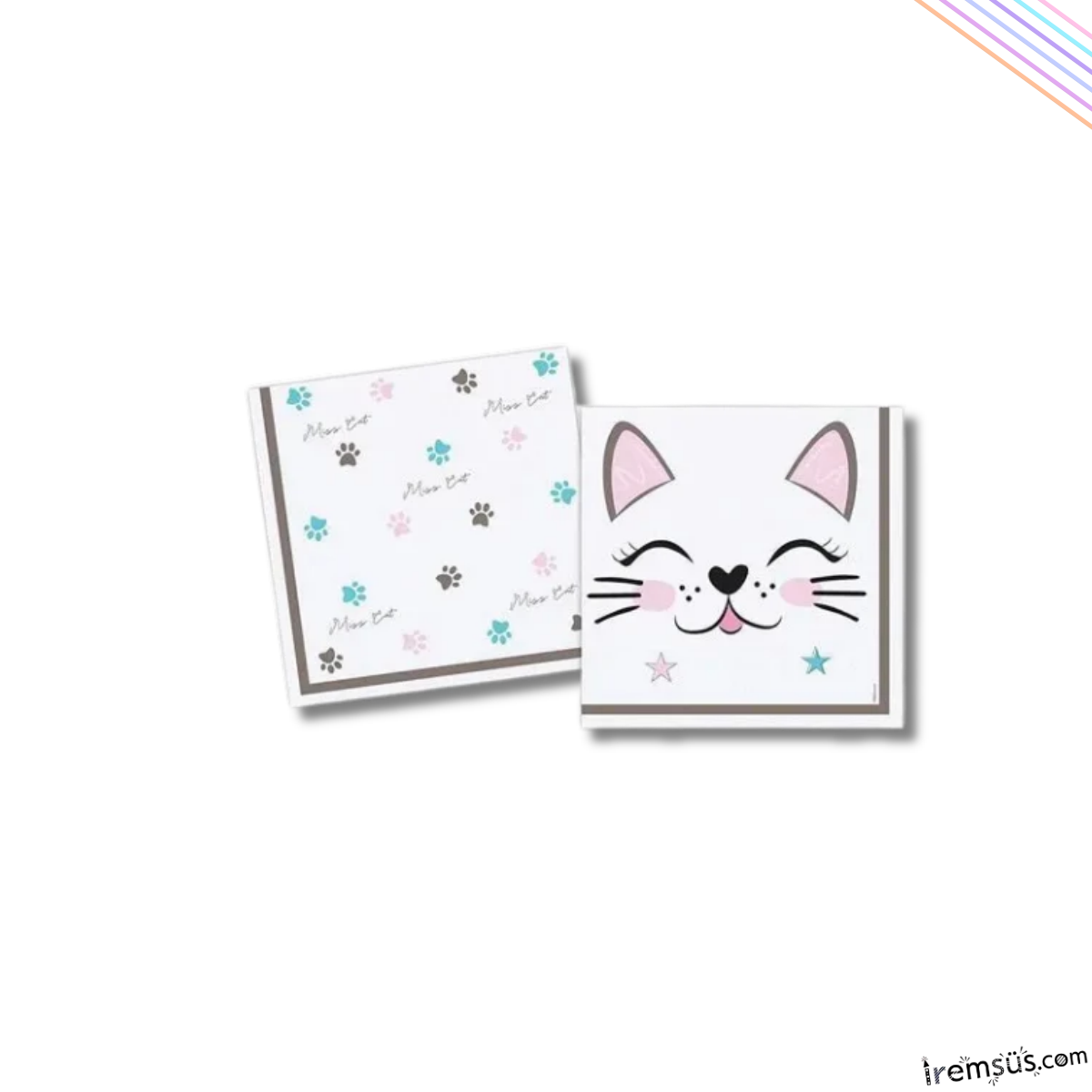 Sevimli Kedi Miss Cat Temalı Kağıt Peçete 16 Kişilik Sevimli Kedi Parti Süslemesi Miss Cat