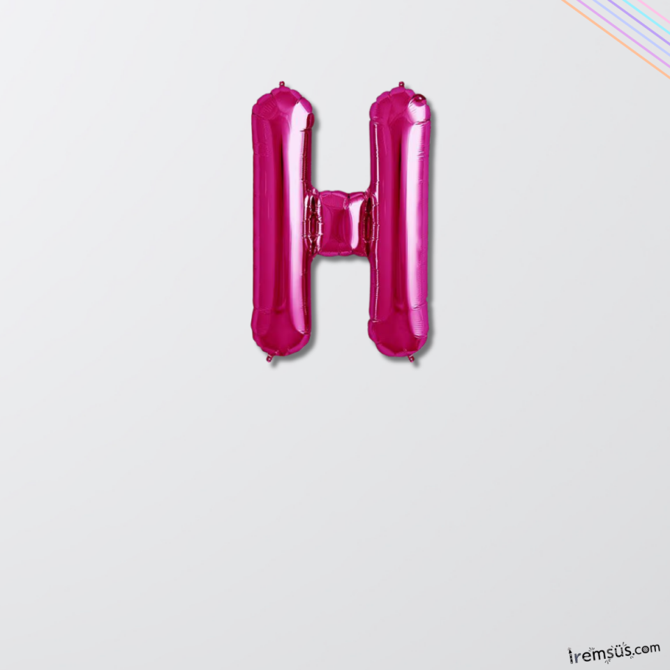 H Harfi Doğum Günü Pembe Renk Folyo Balon 16'' 36 Cm H Harf Folyo Balon Pembe Konsept