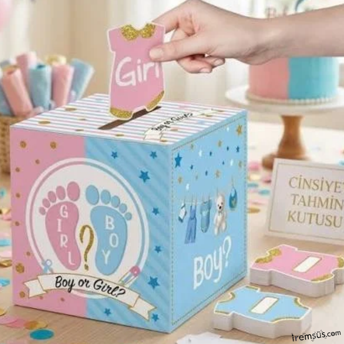 Cinsiyet Belirleme Partisi Bebek Cinsiyet Tahmin Kutusu 19*19 Cm Cinsiyet Partisi Organizasyon Süs