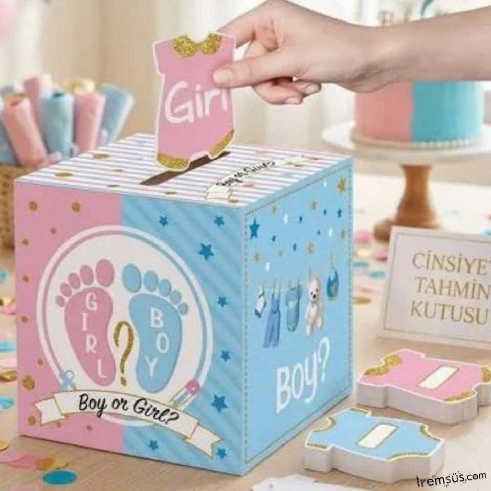 Cinsiyet Belirleme Partisi Bebek Cinsiyet Tahmin Kutusu 19*19 Cm Cinsiyet Partisi Organizasyon Süs