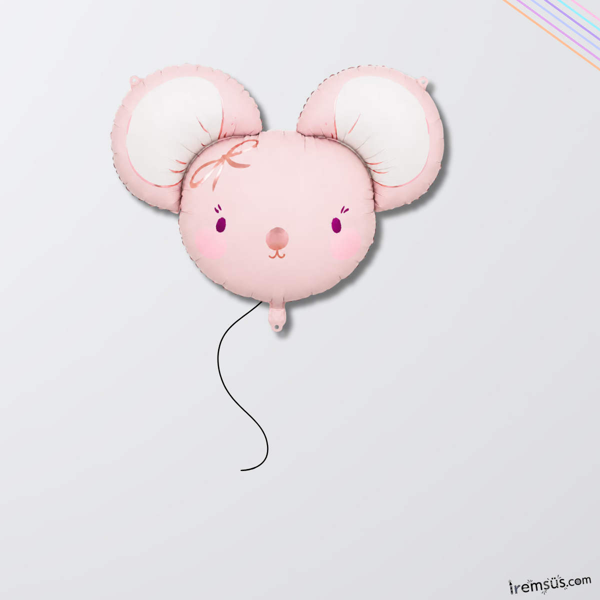 Pembe Fare Şekilli Folyo Helyum Balon 68 cm Fare Konsept Parti Balonu Hayvan Figür Balon