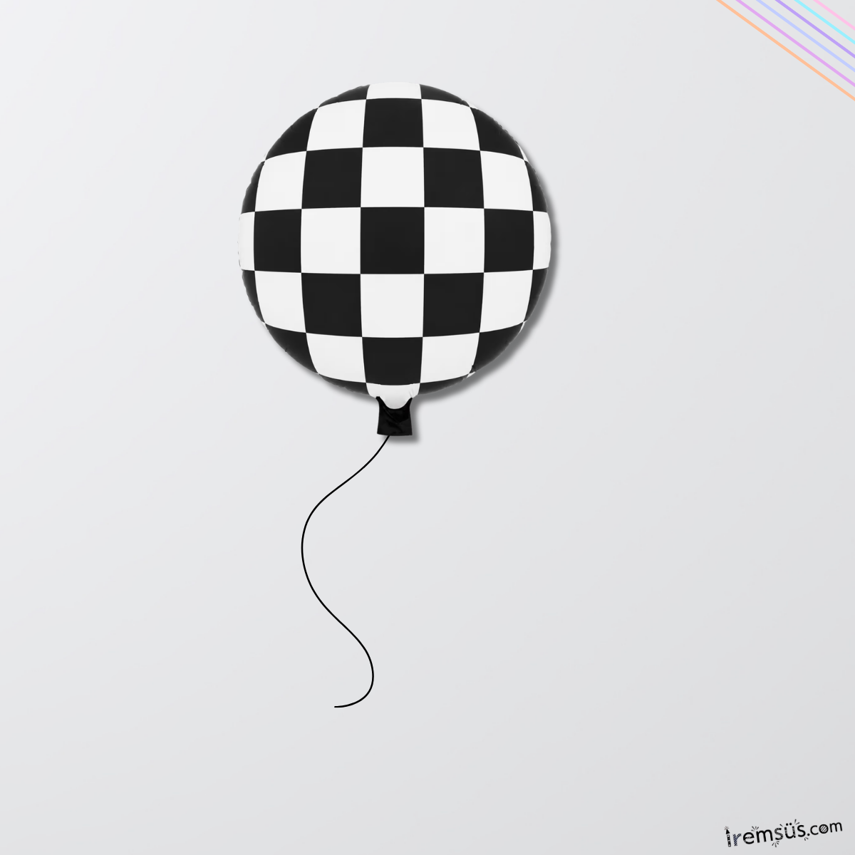 Damalı Yuvarlak Folyo Helyum Balon 18'' 45 cm