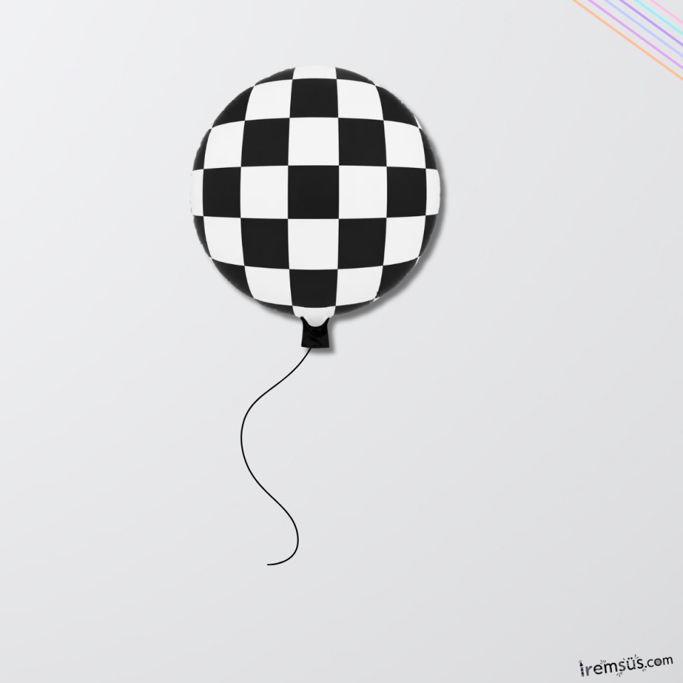 Damalı Yuvarlak Folyo Helyum Balon 18'' 45 cm