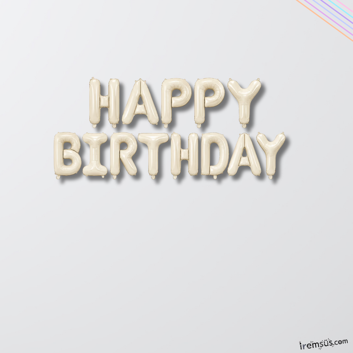 Happy Birthday Yazılı Bej Renk Folyo Harf Balon Seti 36 Cm