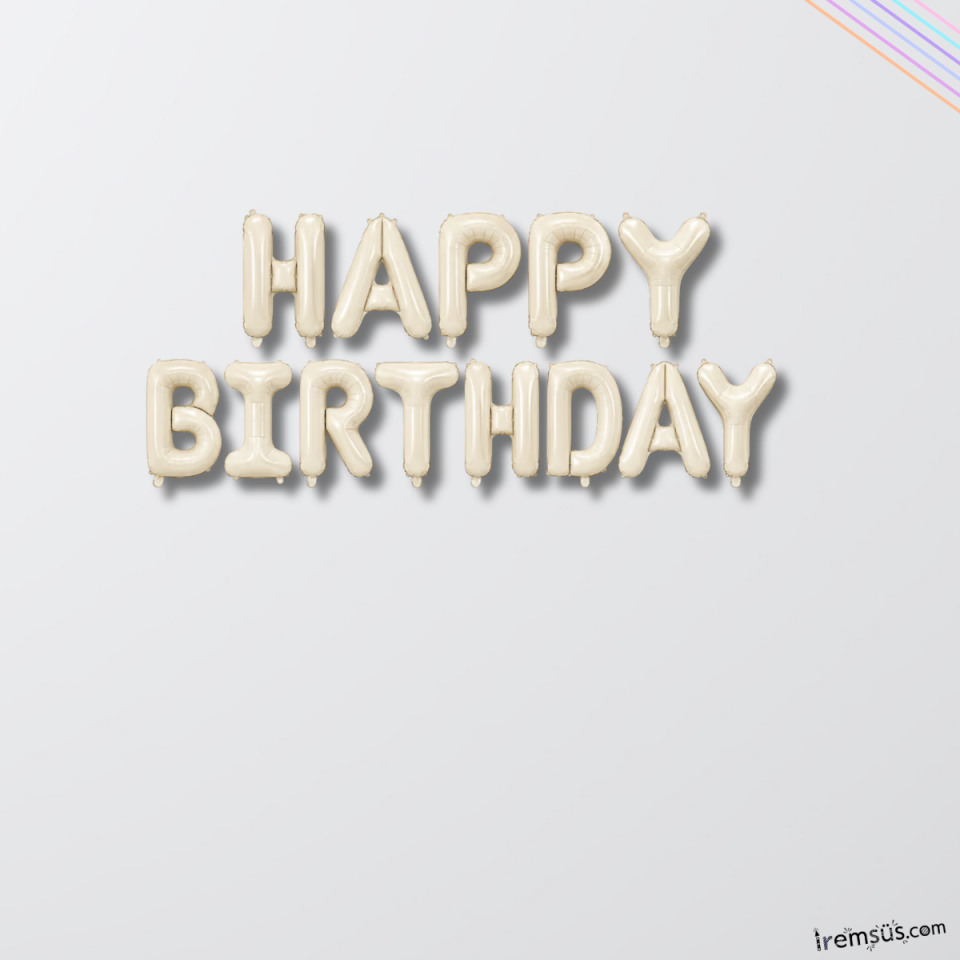 Happy Birthday Yazılı Bej Renk Folyo Harf Balon Seti 36 Cm Retro Doğum Günü Süsleme Balonu
