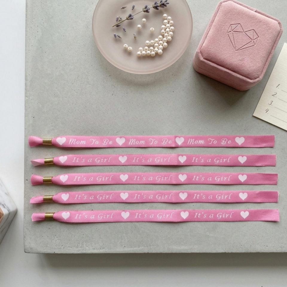 Mom To Be İts Gırl Pembe Renk Anne Adayları İçin Bileklik 5 li Yeni Doğum Cinsiyet Partisi Süsü